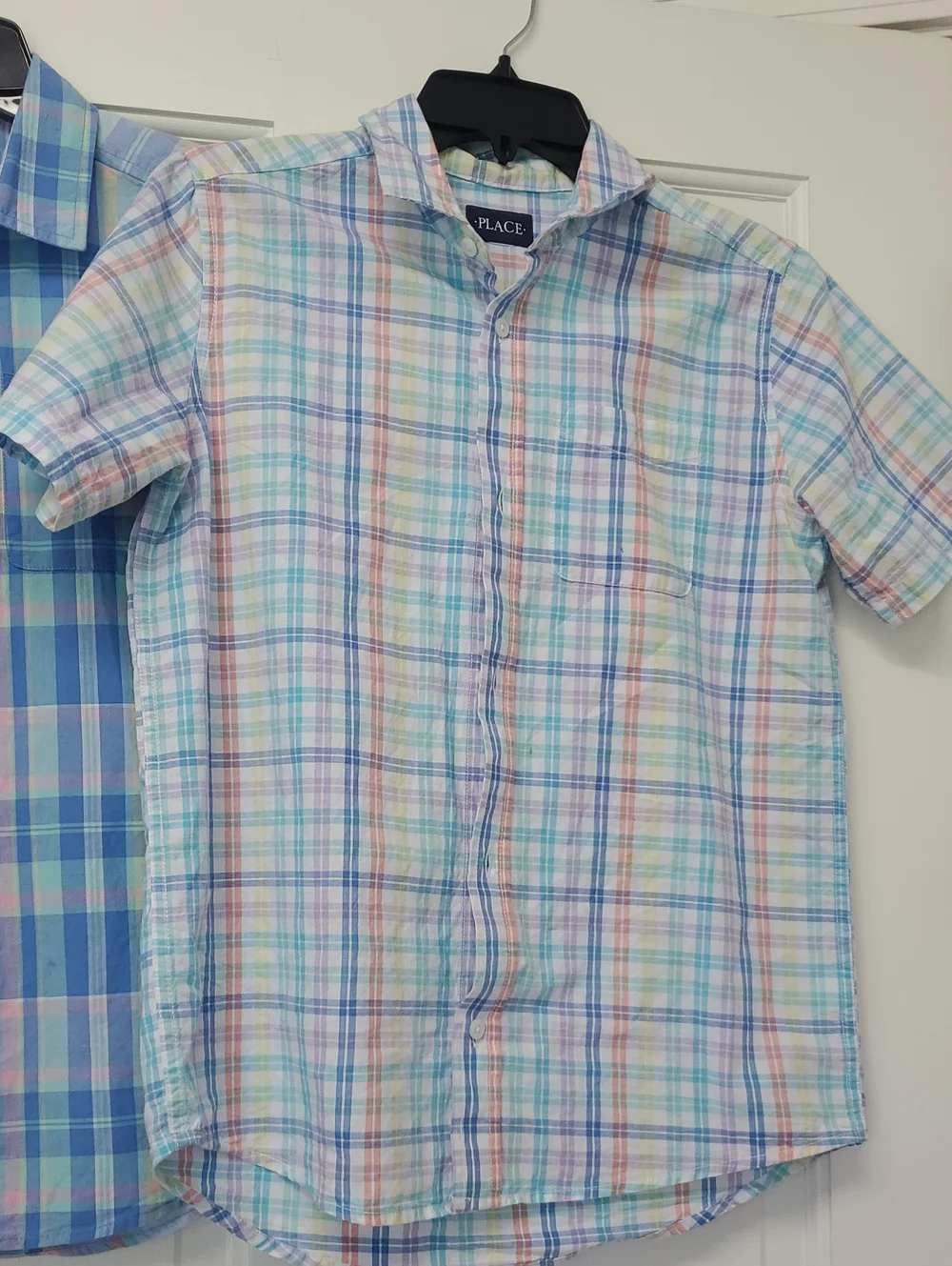(2) The Children's Place Blue Plaid Short-Sleeve Shirt